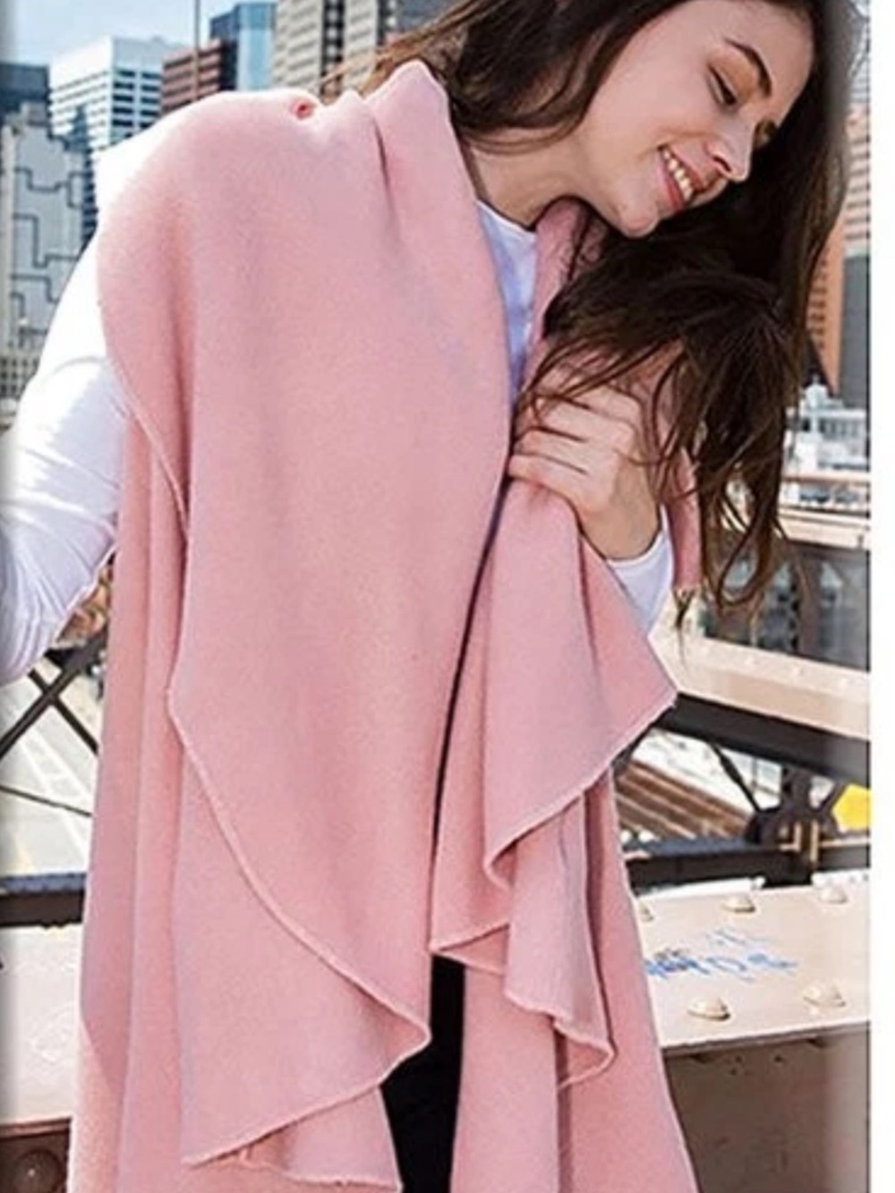 Soft Salmon Pink Draped Wrap Vest. **Color in 3rd photo